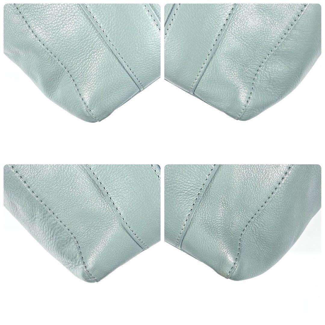 ✨極美品✨アニアリ トートバッグ A4可 レザー カモフラ 本革 くすみブルー