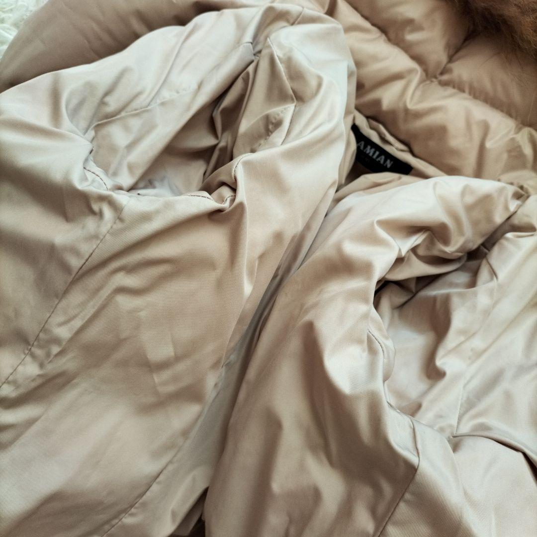 AMIAN HOUSEダウンコート　女優襟　ラクーンファー2wayベージュ13号