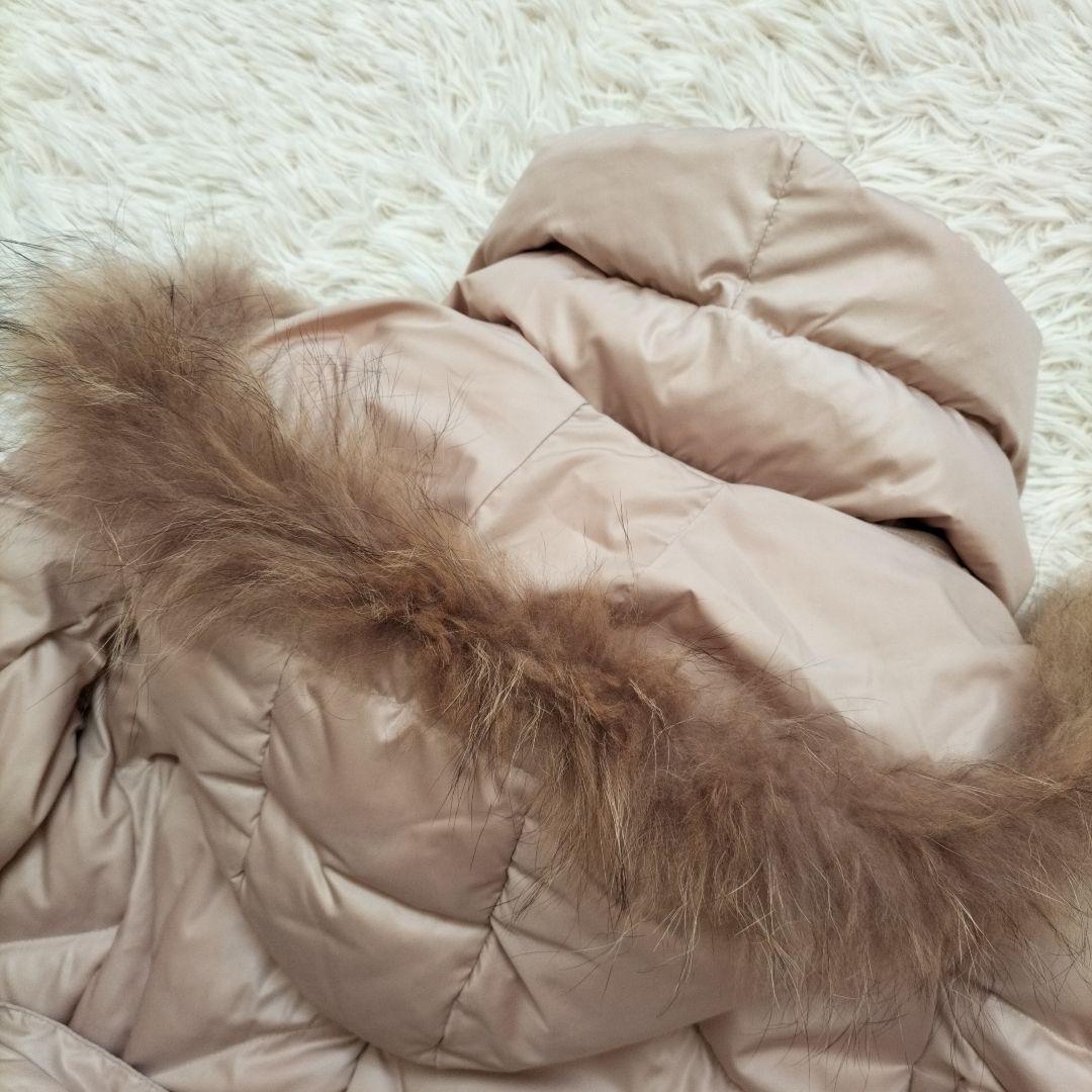 AMIAN HOUSEダウンコート　女優襟　ラクーンファー2wayベージュ13号