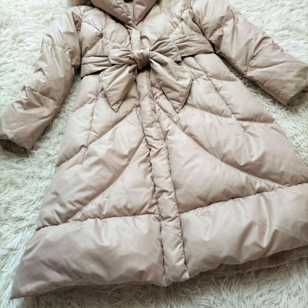 AMIAN HOUSEダウンコート　女優襟　ラクーンファー2wayベージュ13号