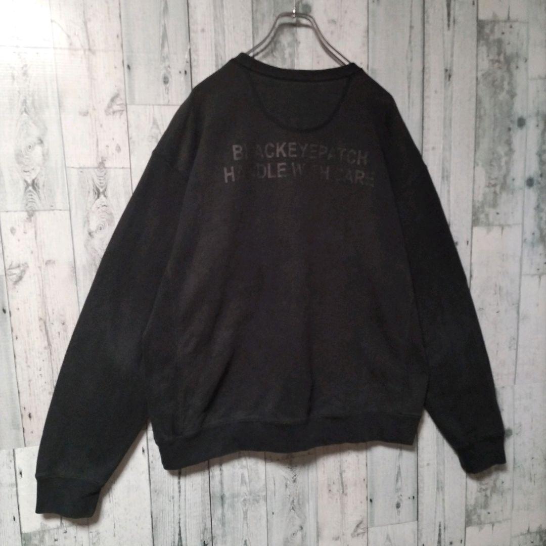 j66【人気Lサイズ】ブラックアイパッチ　刺繍ロゴ　スウェット　入手困難