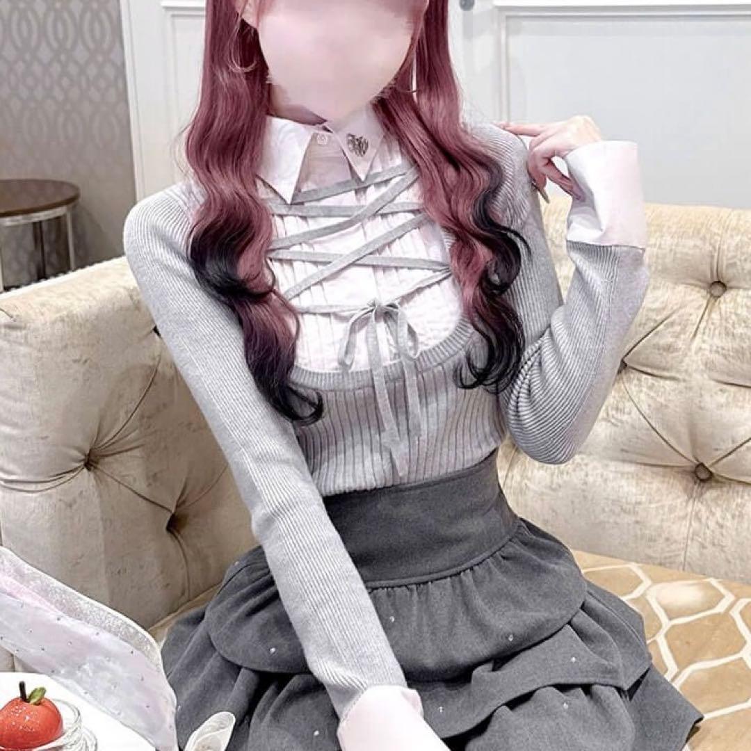 お値下げ❗️新品　HONEY MEW ハニーミュウ　レースアップドッキングトップス