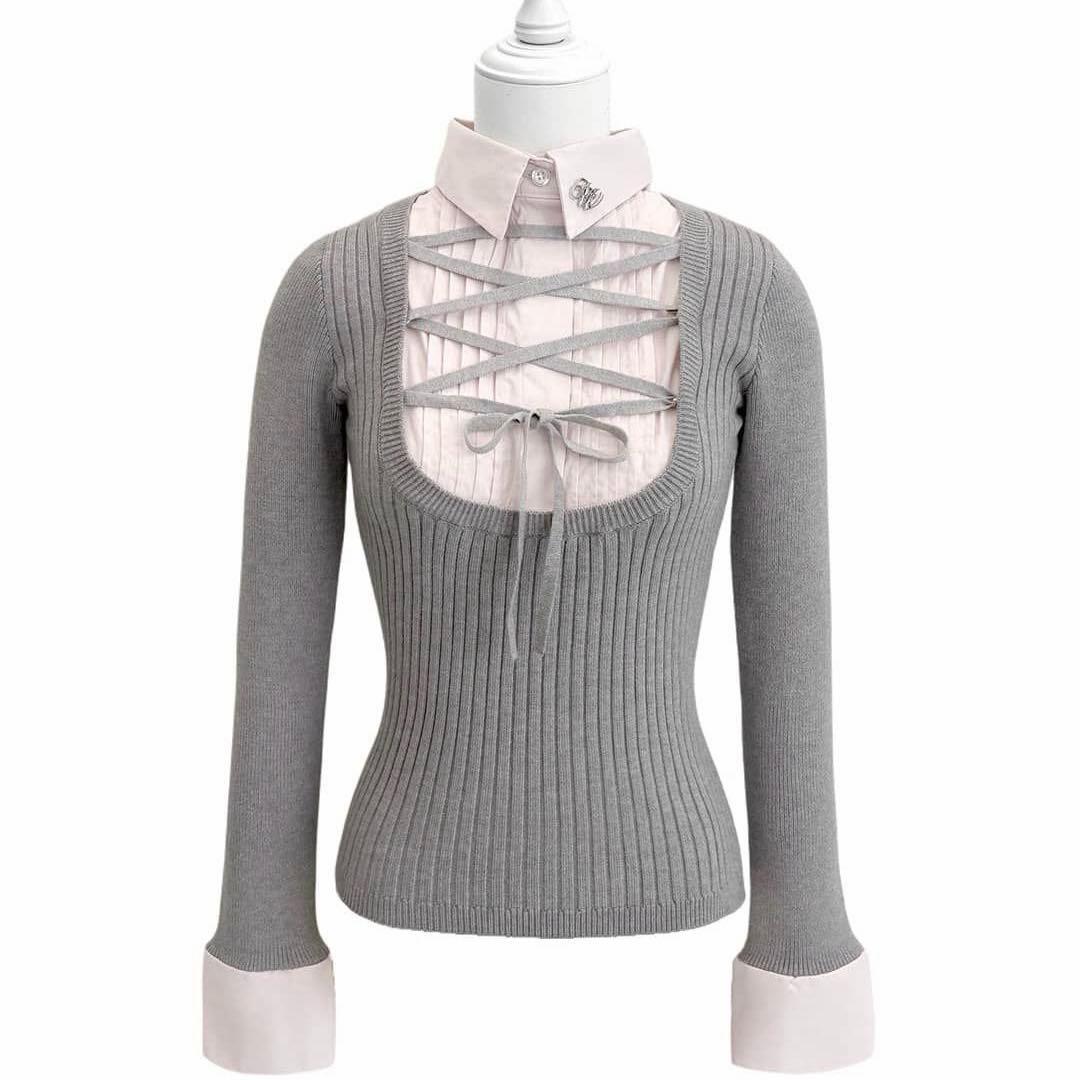 お値下げ❗️新品　HONEY MEW ハニーミュウ　レースアップドッキングトップス