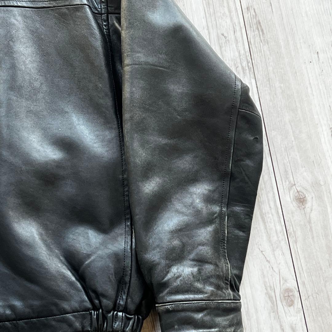 80s~ NAUTICA レザージャケット　A2 短丈　海外ストリート　XL相当