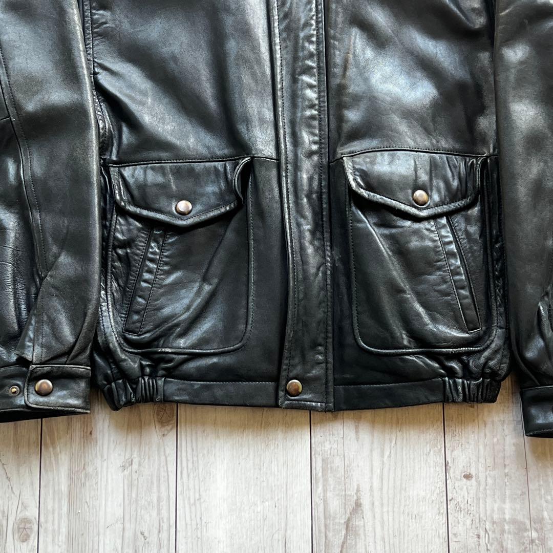 80s~ NAUTICA レザージャケット　A2 短丈　海外ストリート　XL相当