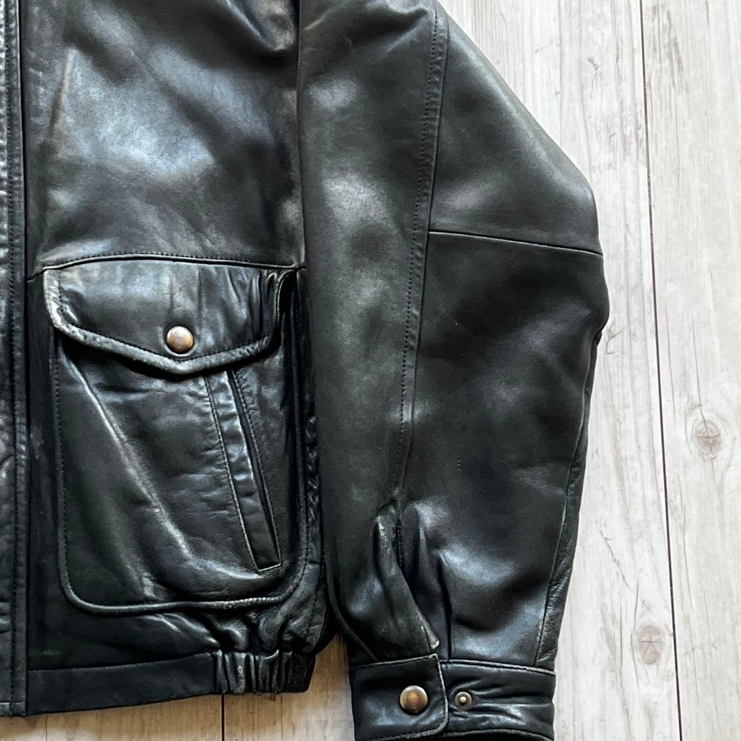 80s~ NAUTICA レザージャケット　A2 短丈　海外ストリート　XL相当