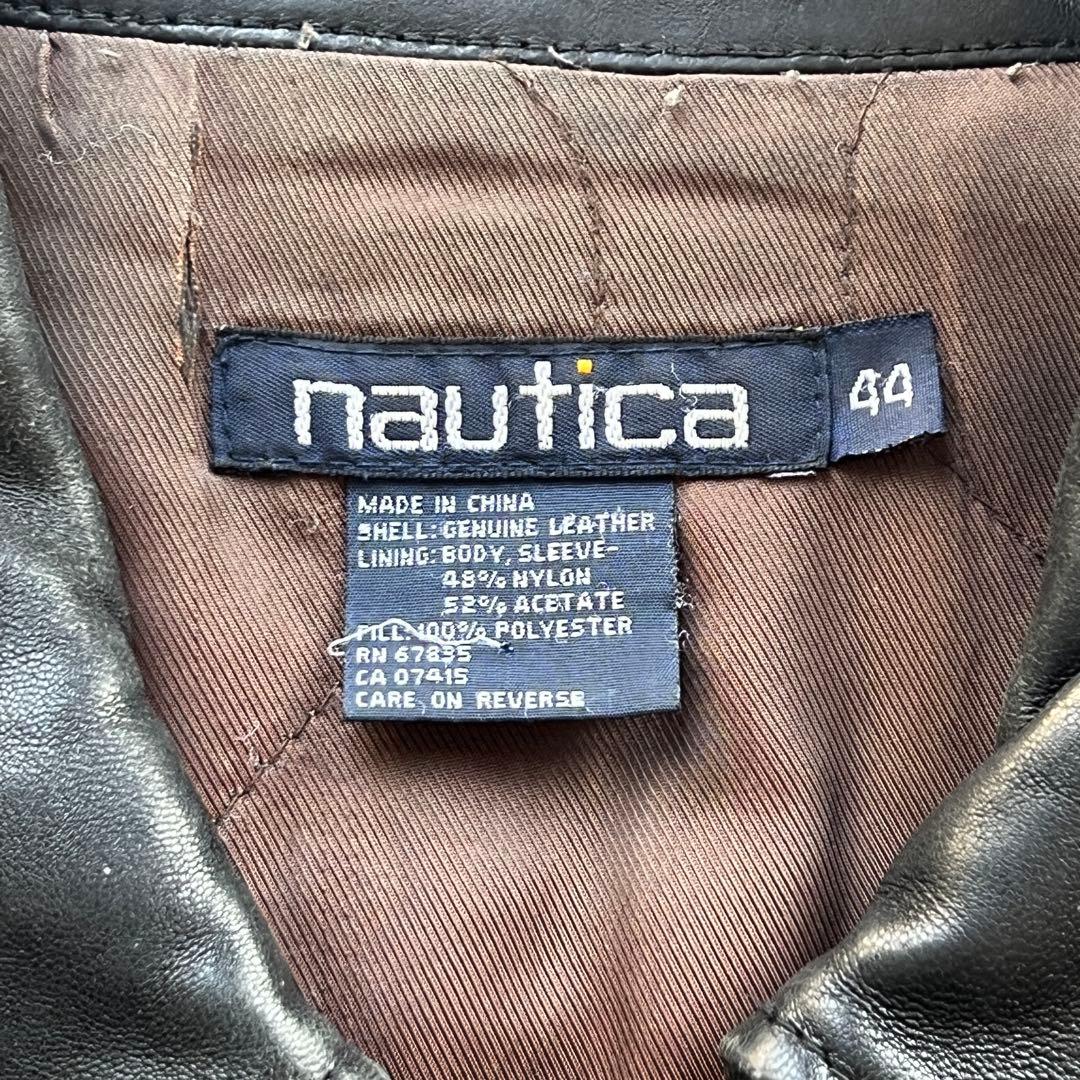 80s~ NAUTICA レザージャケット　A2 短丈　海外ストリート　XL相当