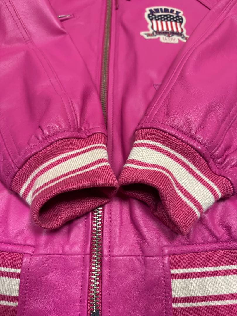 AVIREX ピンク レザージャケット USA
