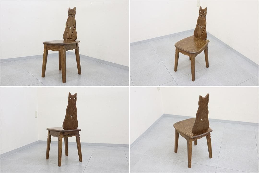 パリの雑貨屋 F-970 ネコチェア 椅子 木製 天然木 タモ材 玄関 チェア