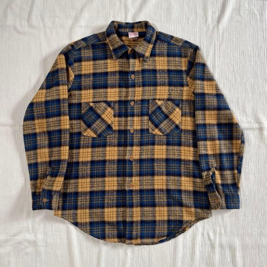 じ*た様 美品 70s BIG MAC ネルシャツ ヘビネル 青 ブルー 好配色