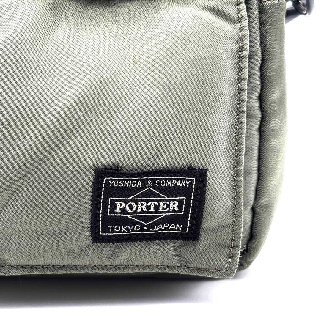 未使用に近い ポーター タンカー ミニ ショルダーバッグ ロゴ セージグリーン