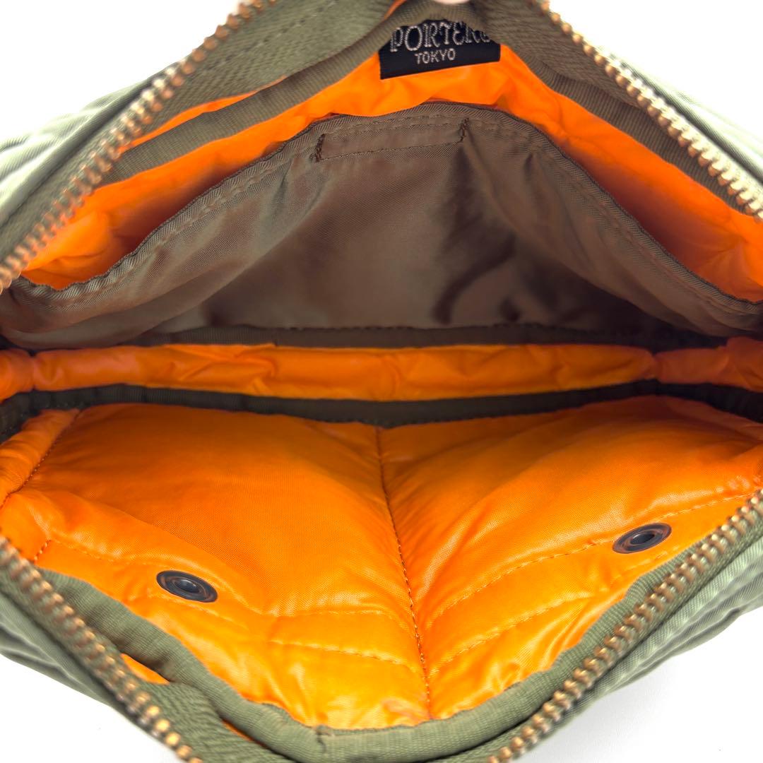 未使用に近い ポーター タンカー ミニ ショルダーバッグ ロゴ セージグリーン