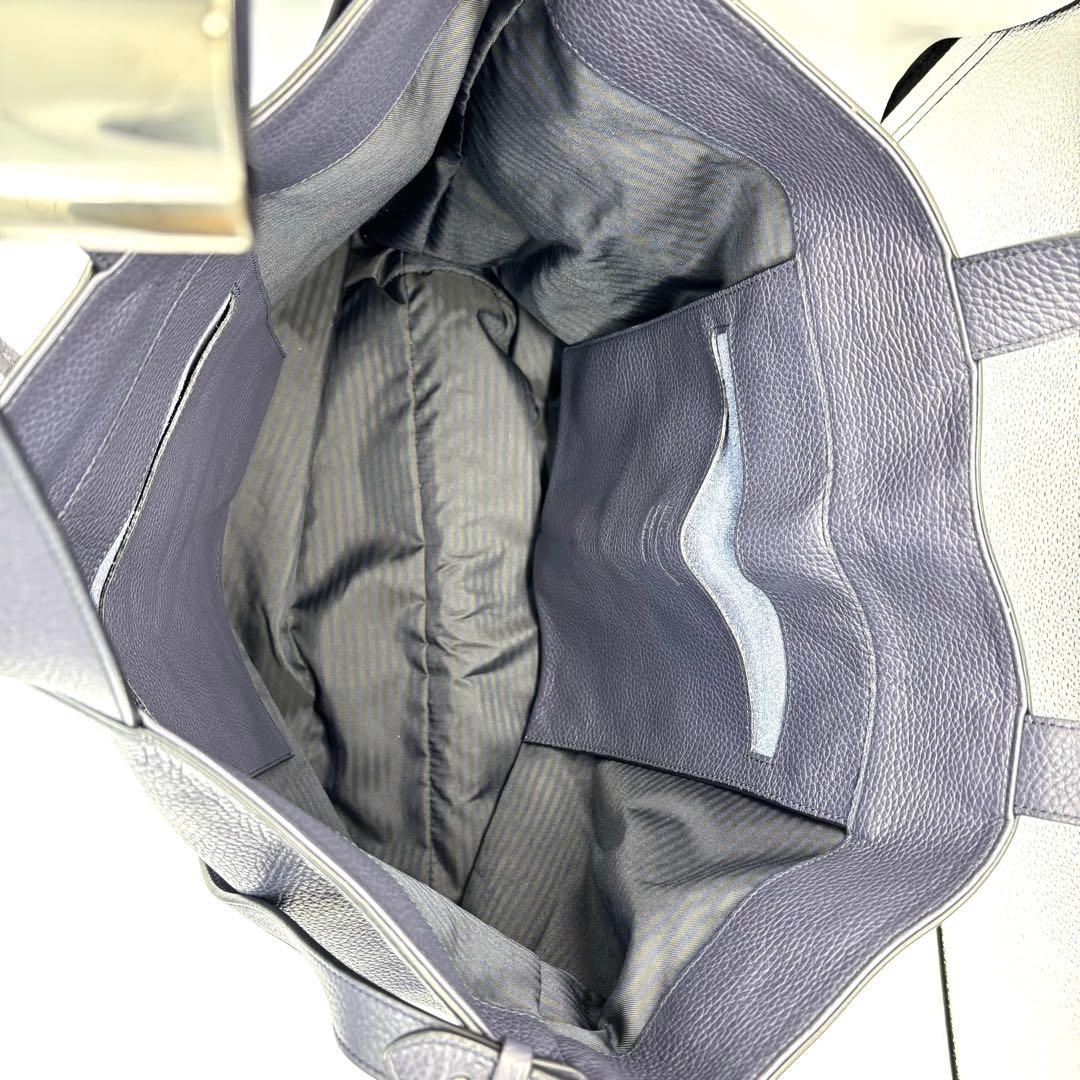 【良品】JIL SANDER レザー トートバッグ 2way ネイビー