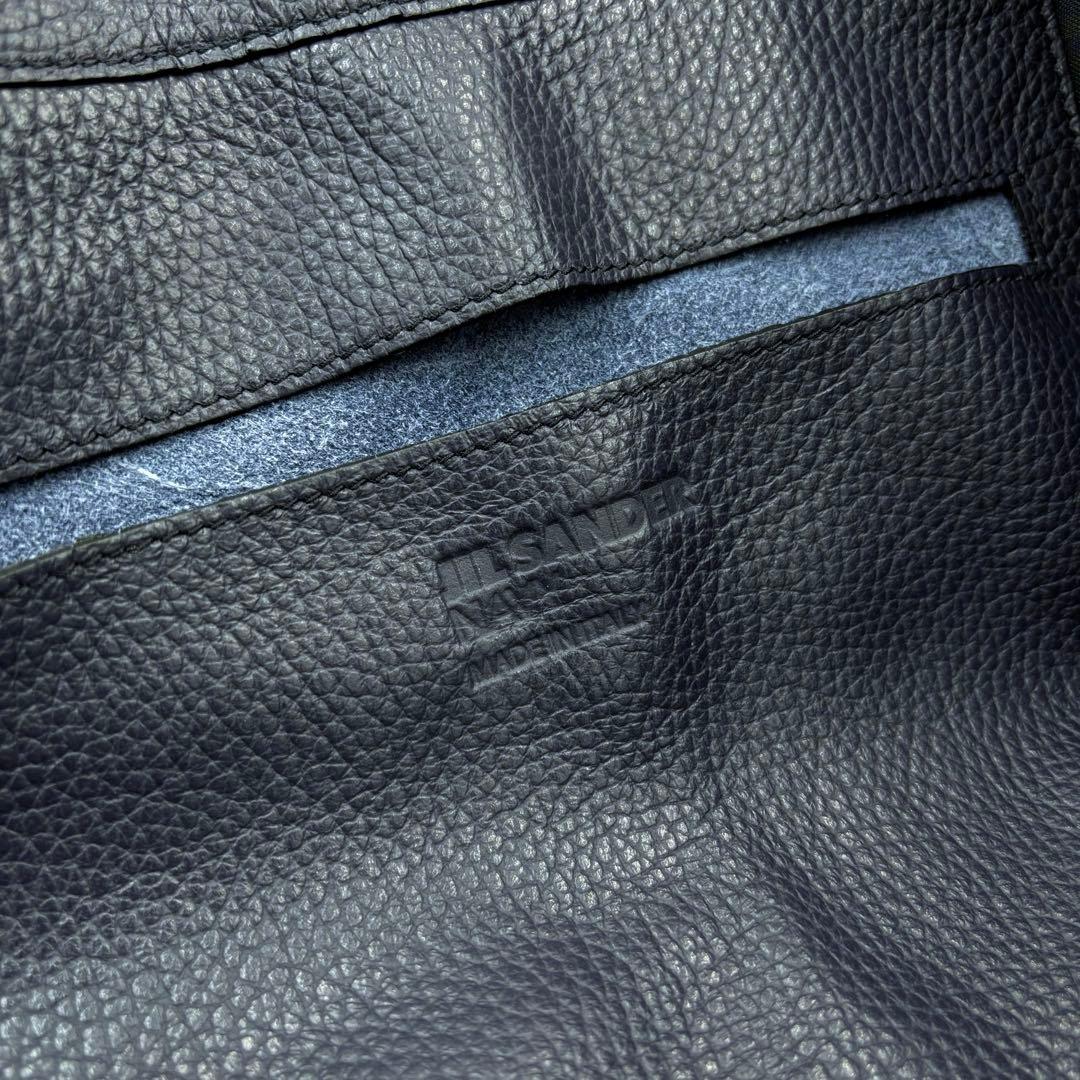 【良品】JIL SANDER レザー トートバッグ 2way ネイビー