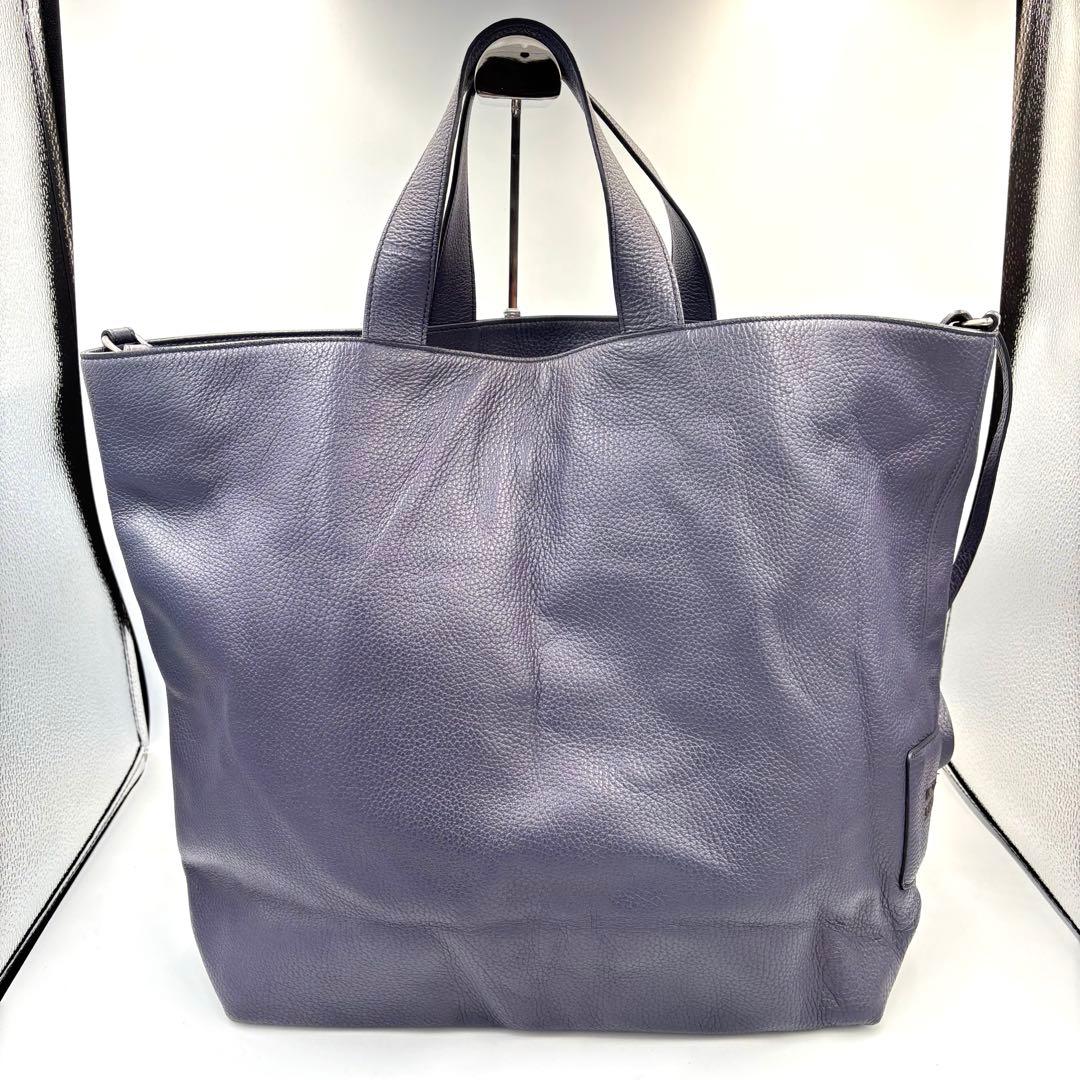 【良品】JIL SANDER レザー トートバッグ 2way ネイビー