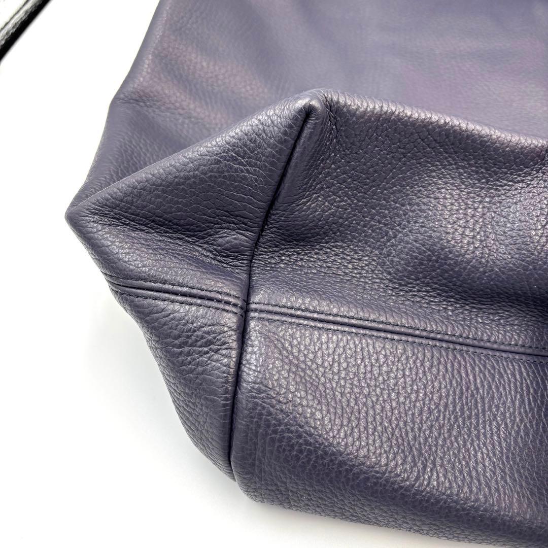 【良品】JIL SANDER レザー トートバッグ 2way ネイビー