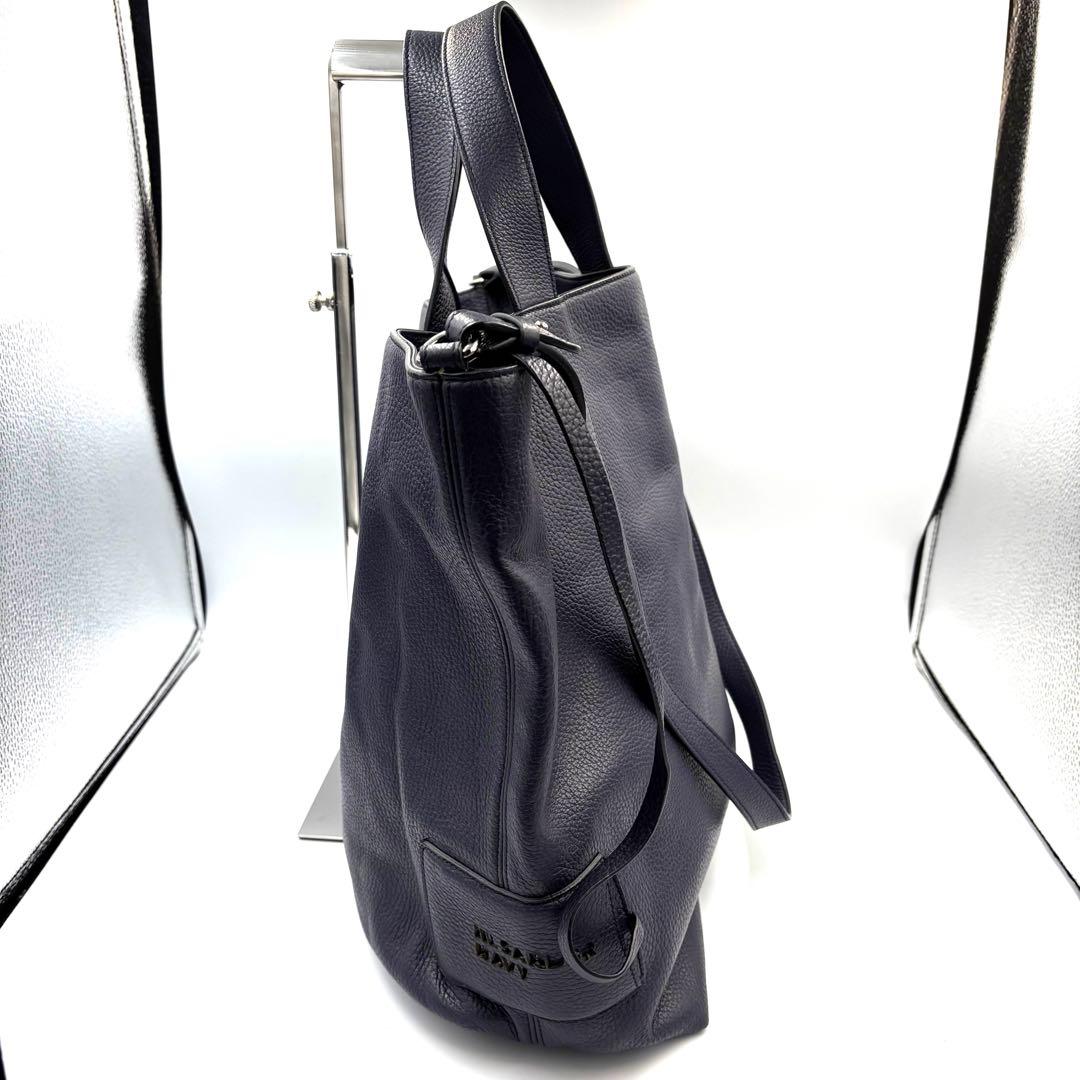 【良品】JIL SANDER レザー トートバッグ 2way ネイビー