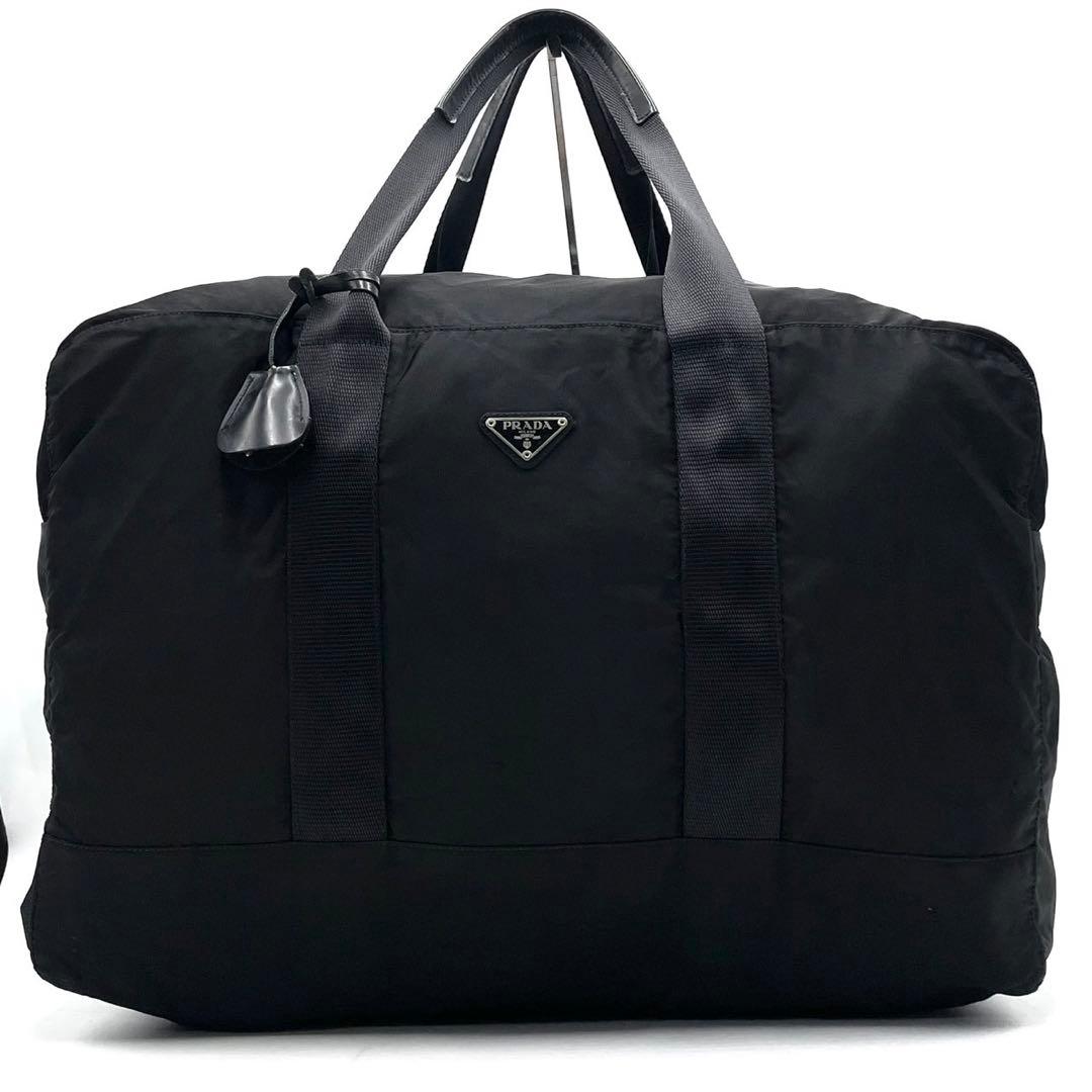 専用 プラダ 三角ロゴ アイコン ボストンバッグ A4収納可能 プレート 白タグ