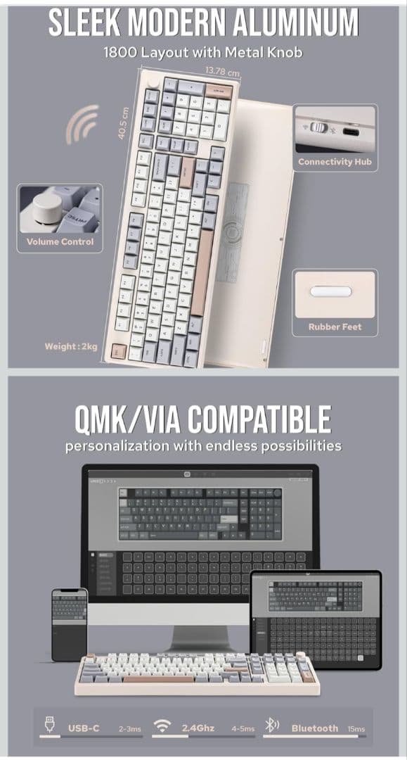 【ほぼ新品】EPOMAKER GALAXY100 無線メカニカルキーボード