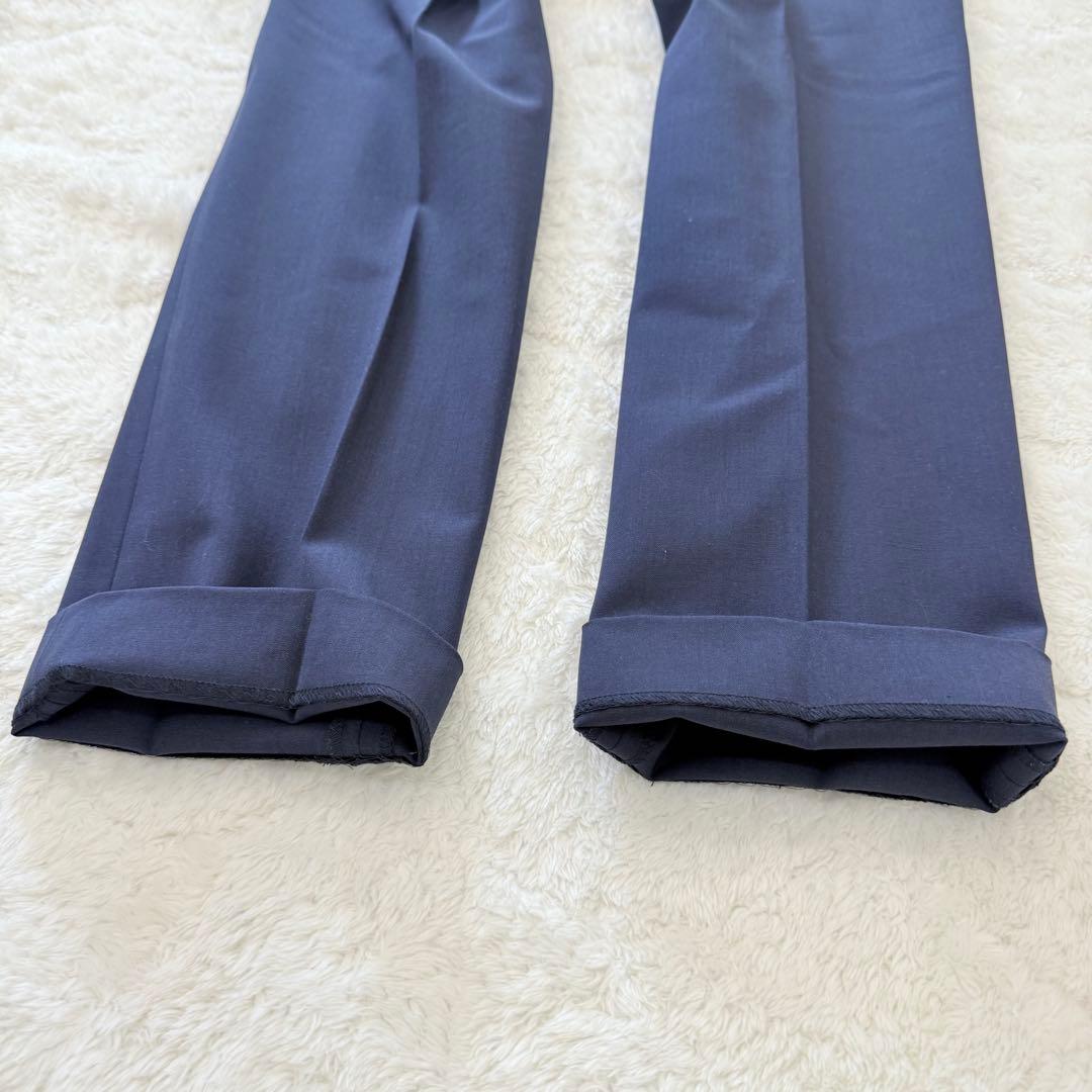 【美品】theoryセオリー/ネイビー ノーカラー パンツスーツ セットアップ