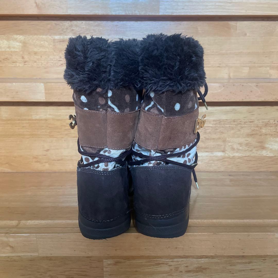 D&G ムートン ブーツ ブラウン ポルカドット ドルガバ ショート 24.5