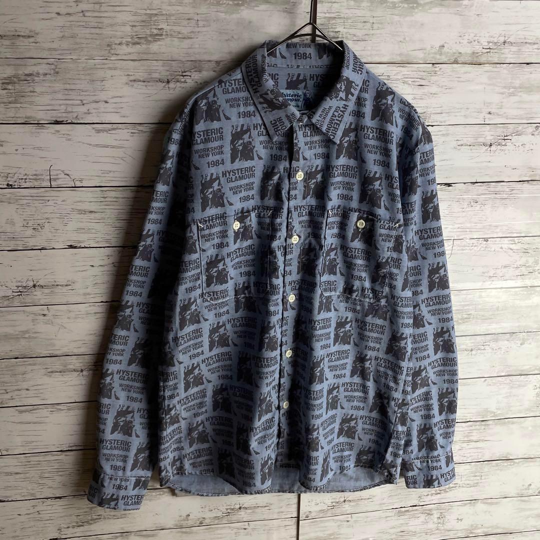 2902【人気モデル】ヒステリックグラマー☆豪華ヒスガール ロゴ満載 長袖シャツ