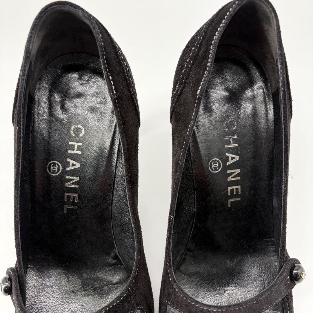 17280✨CHANEL ココマーク スエード ロゴ ハイヒール パンプス 36