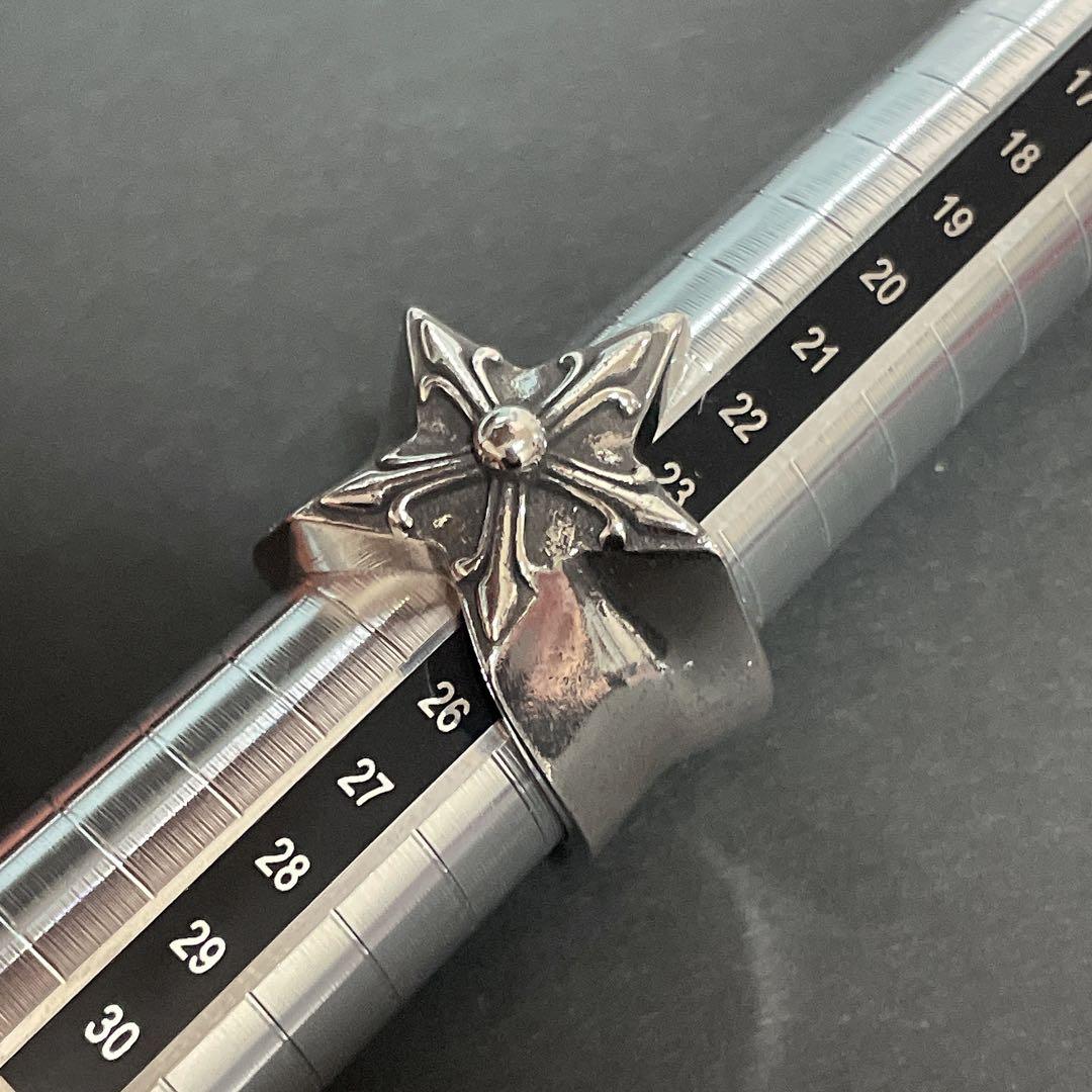 ノーブランド　クロス　五芒星　指輪　リング　silver９２５　２４.５号