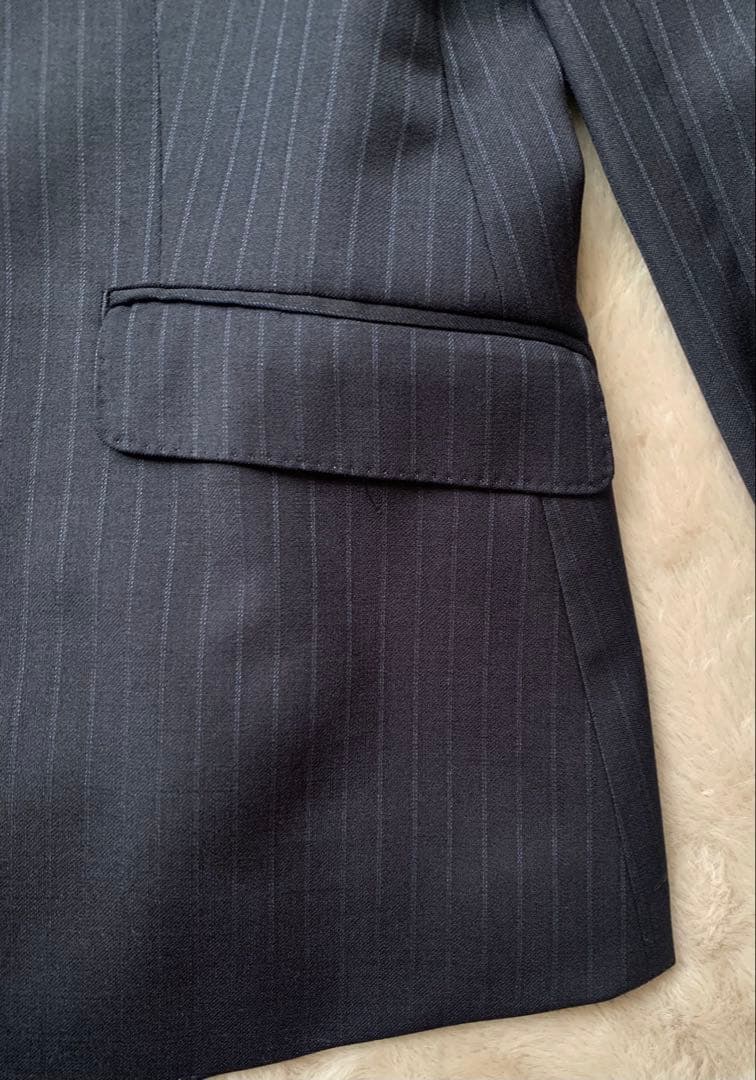 23区　セットアップ　パンツスーツ　ネイビー　ストライプ　総裏　上34下 32