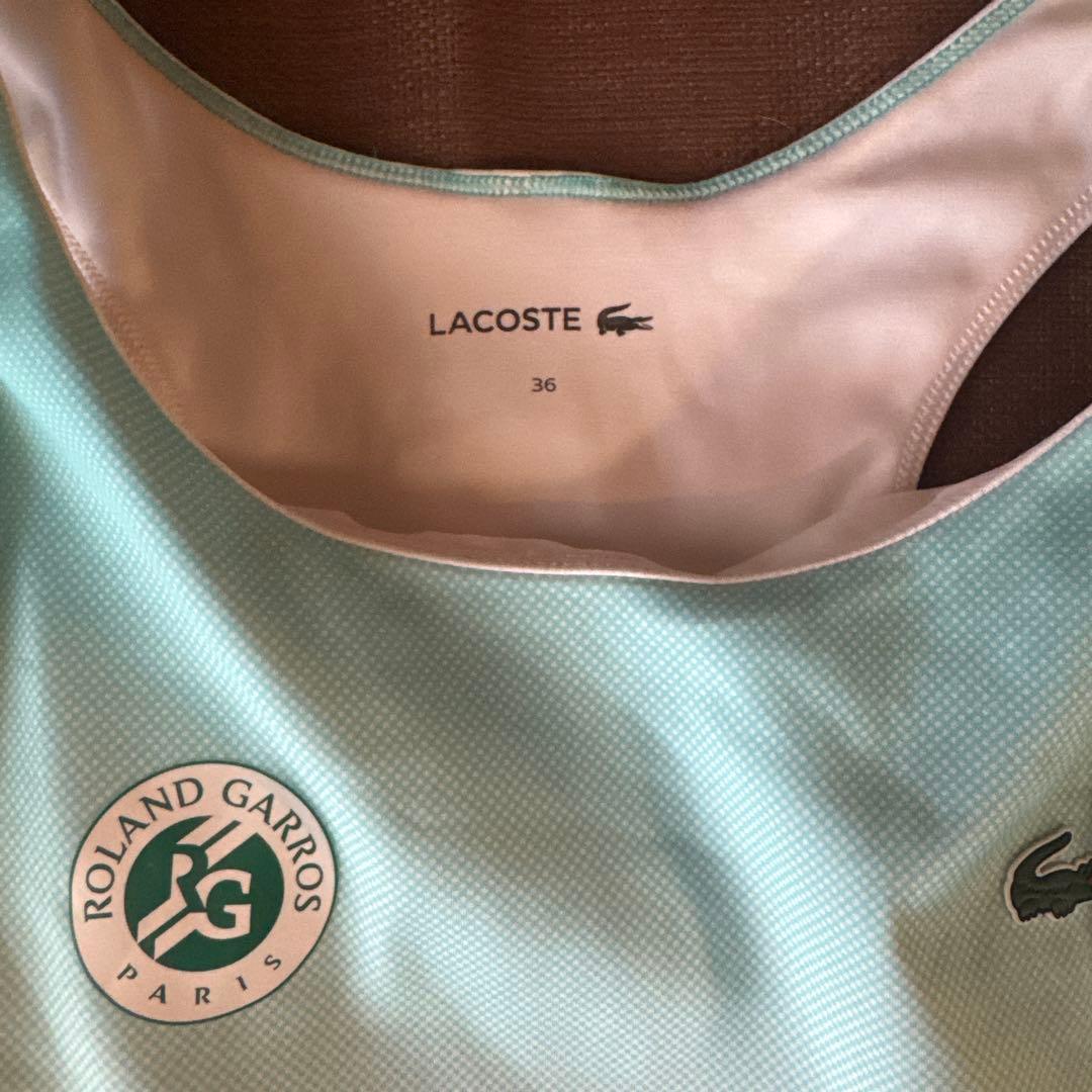 テニス ワンピースLACOSTE 水色/ホワイト