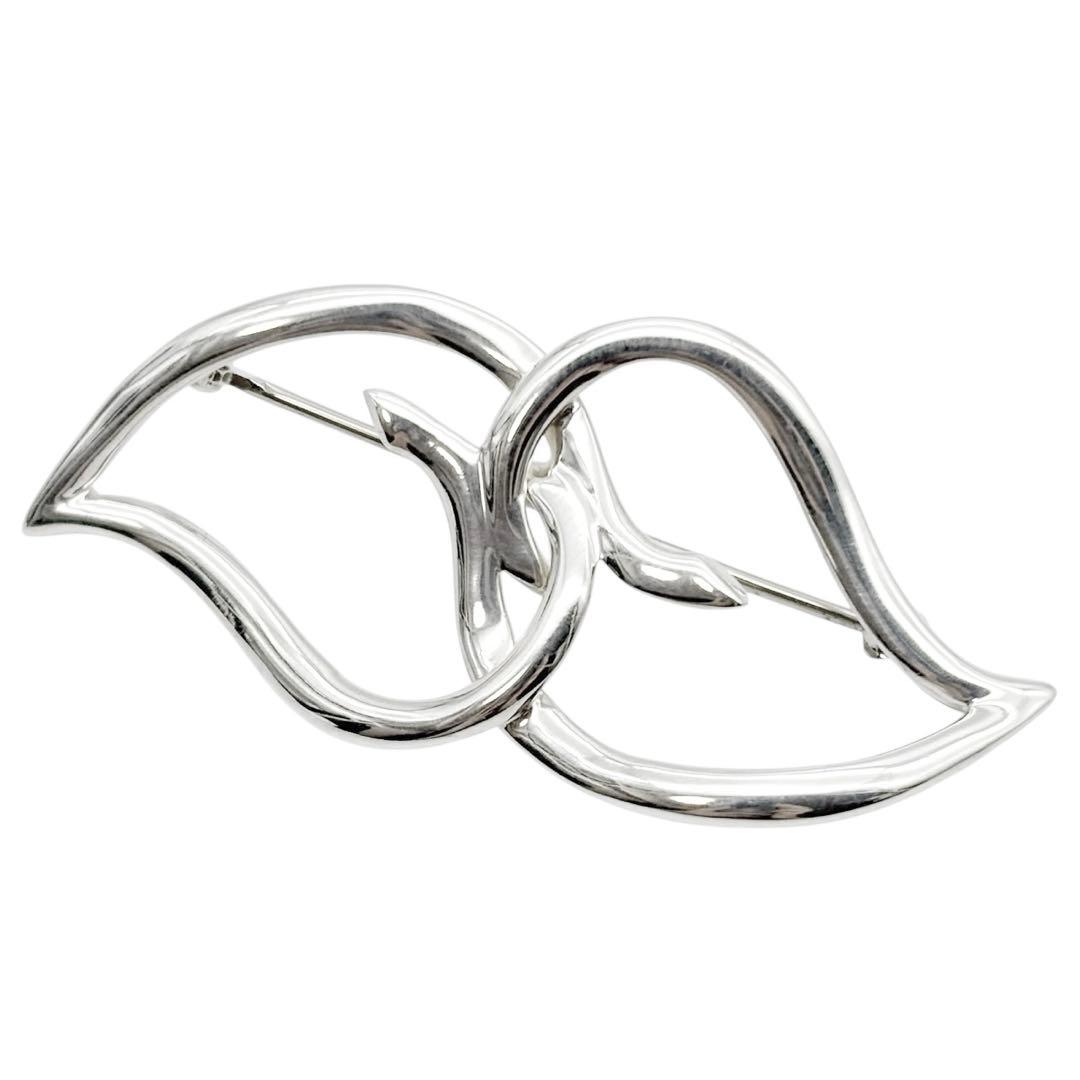 美品◎ ティファニー ダブルリーフブローチ シルバー925