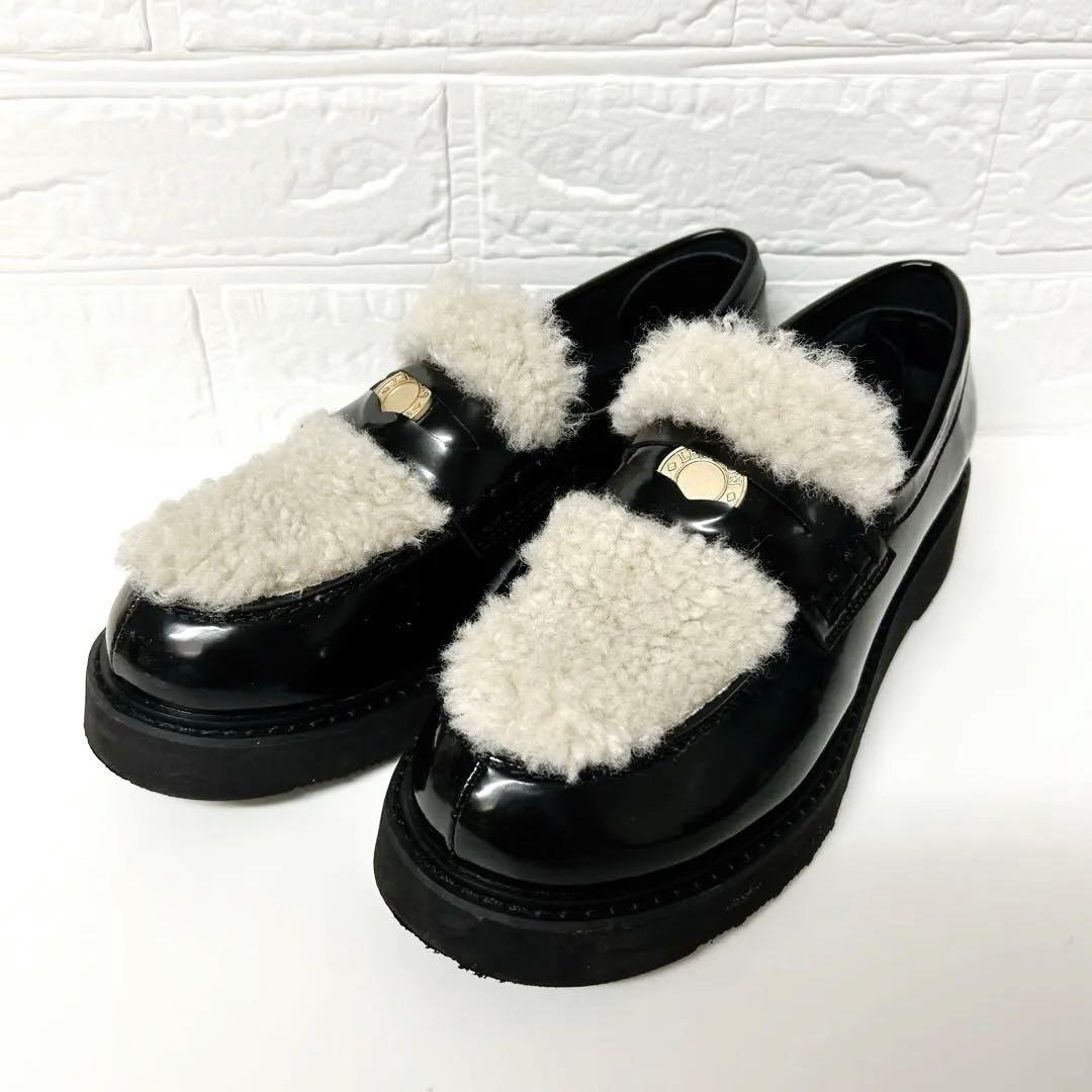 限定値下✨ルタロン　厚底ローファー　エナメル　ボア　黒