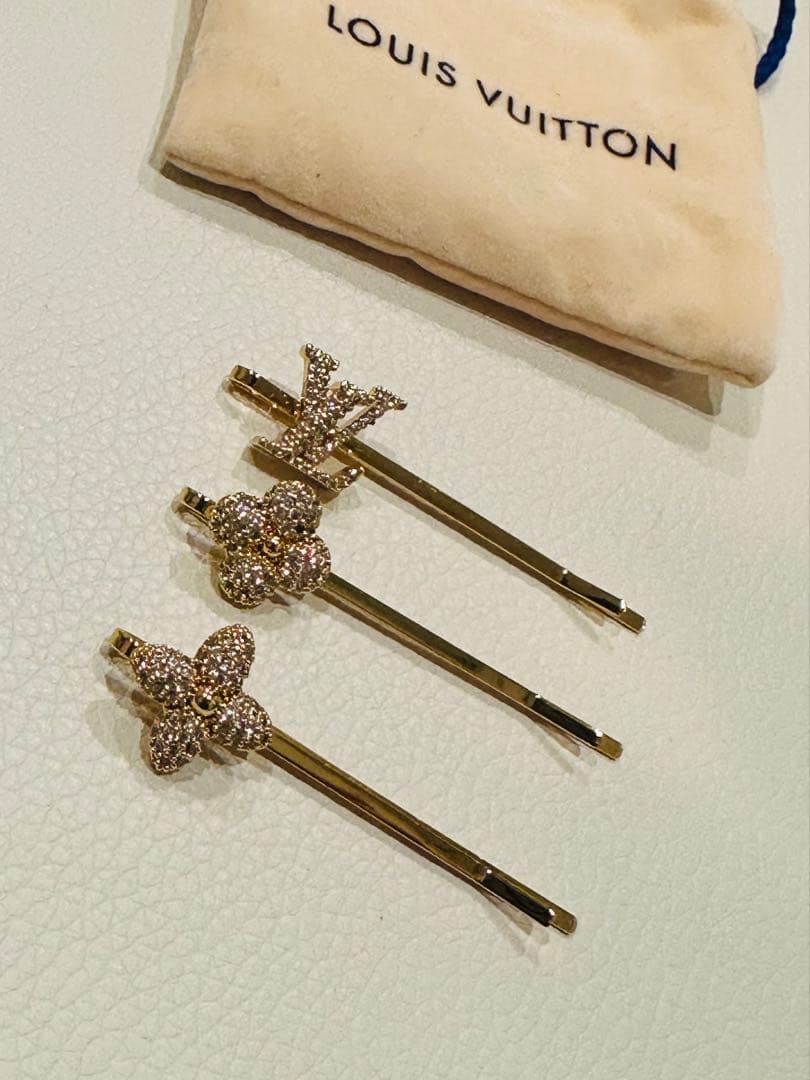 VUITTON ヴィトン クリスタル ヘアピンセット バレッタ・ルイザ ゴールド