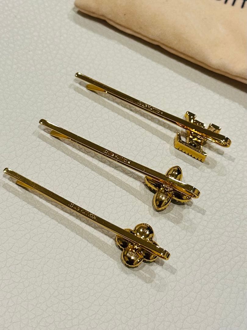 VUITTON ヴィトン クリスタル ヘアピンセット バレッタ・ルイザ ゴールド