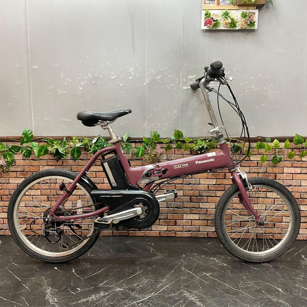 【14】折りたたみ電動自転車Panasonic OFF TIME ワインレッド