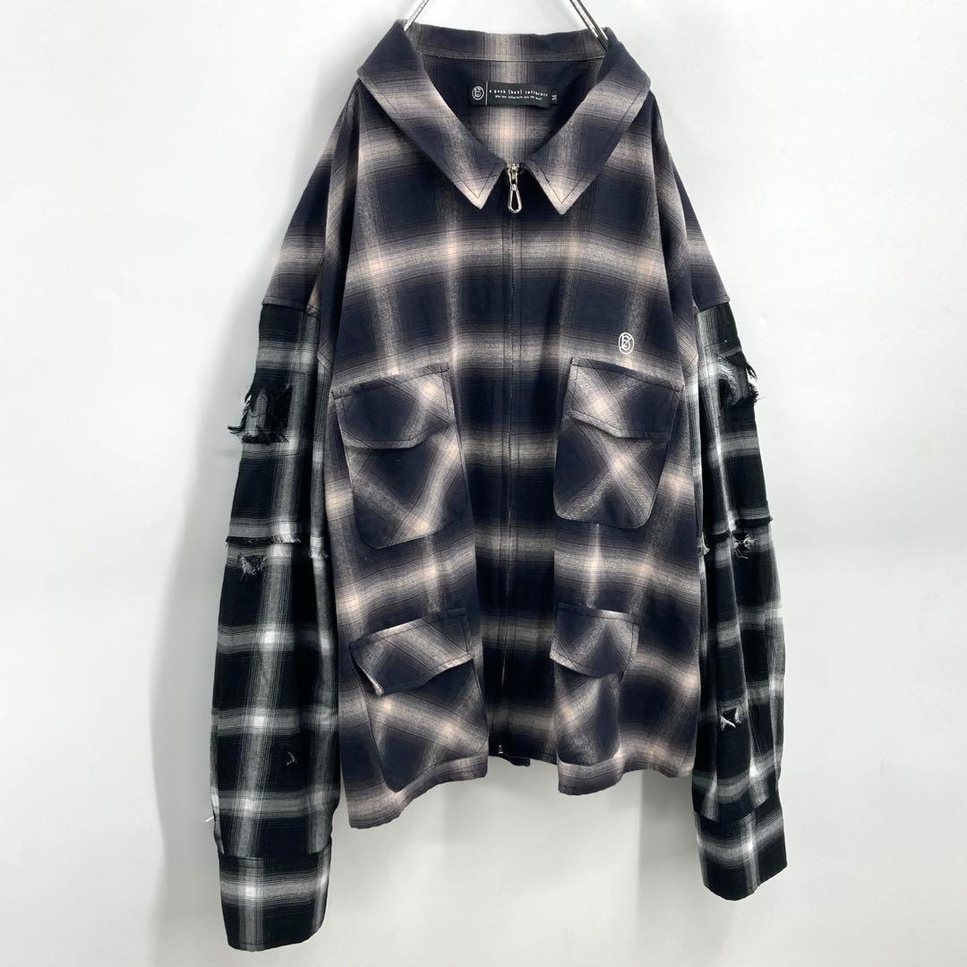 A GOOD BAD INFLUENCE ジップアップオンブレチェックシャツ M