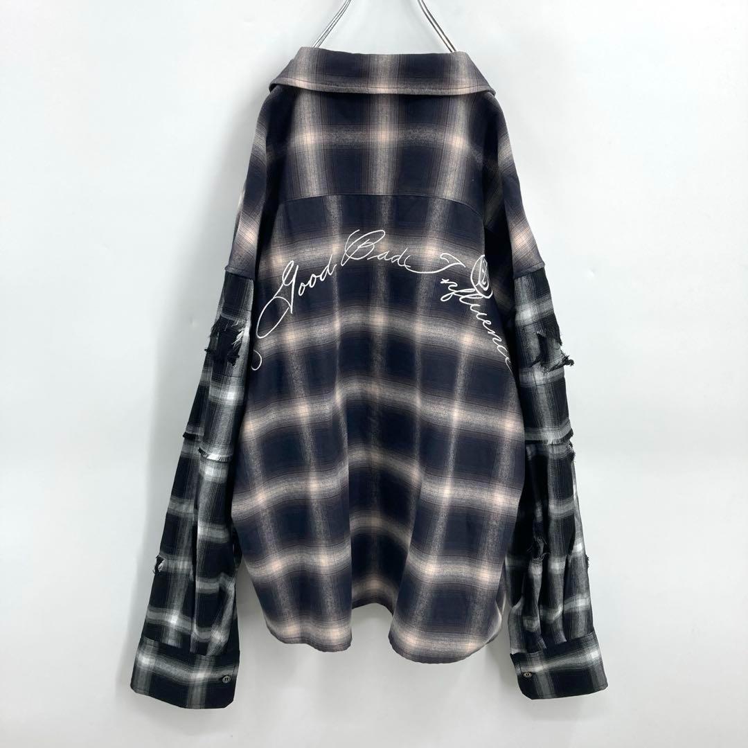 A GOOD BAD INFLUENCE ジップアップオンブレチェックシャツ M
