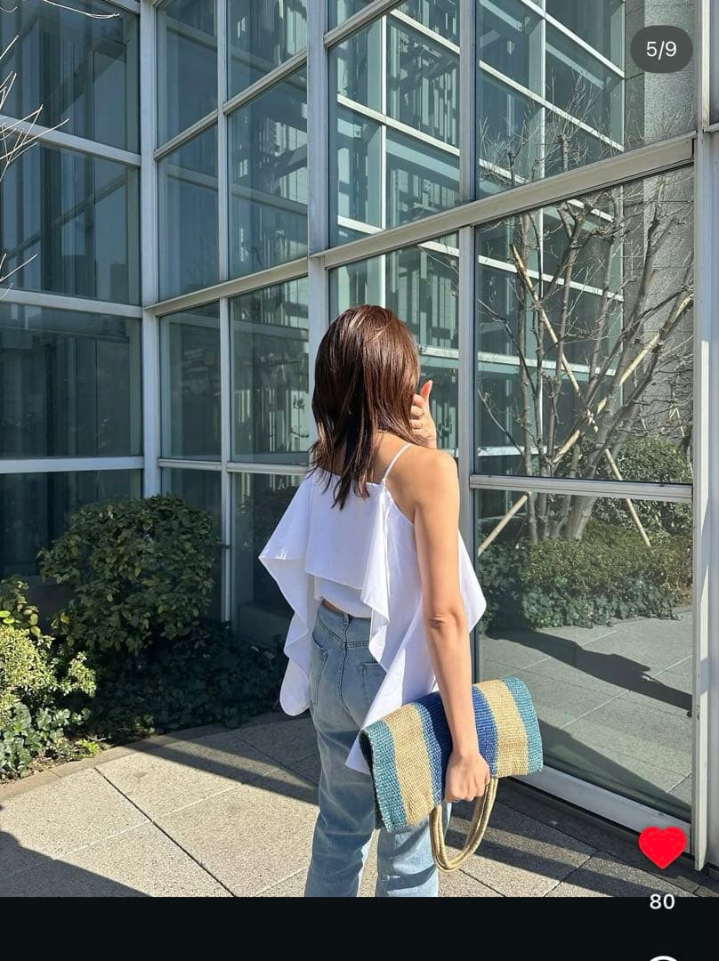 お値下げデザインスリーブキャミブラウス　ホワイト美品