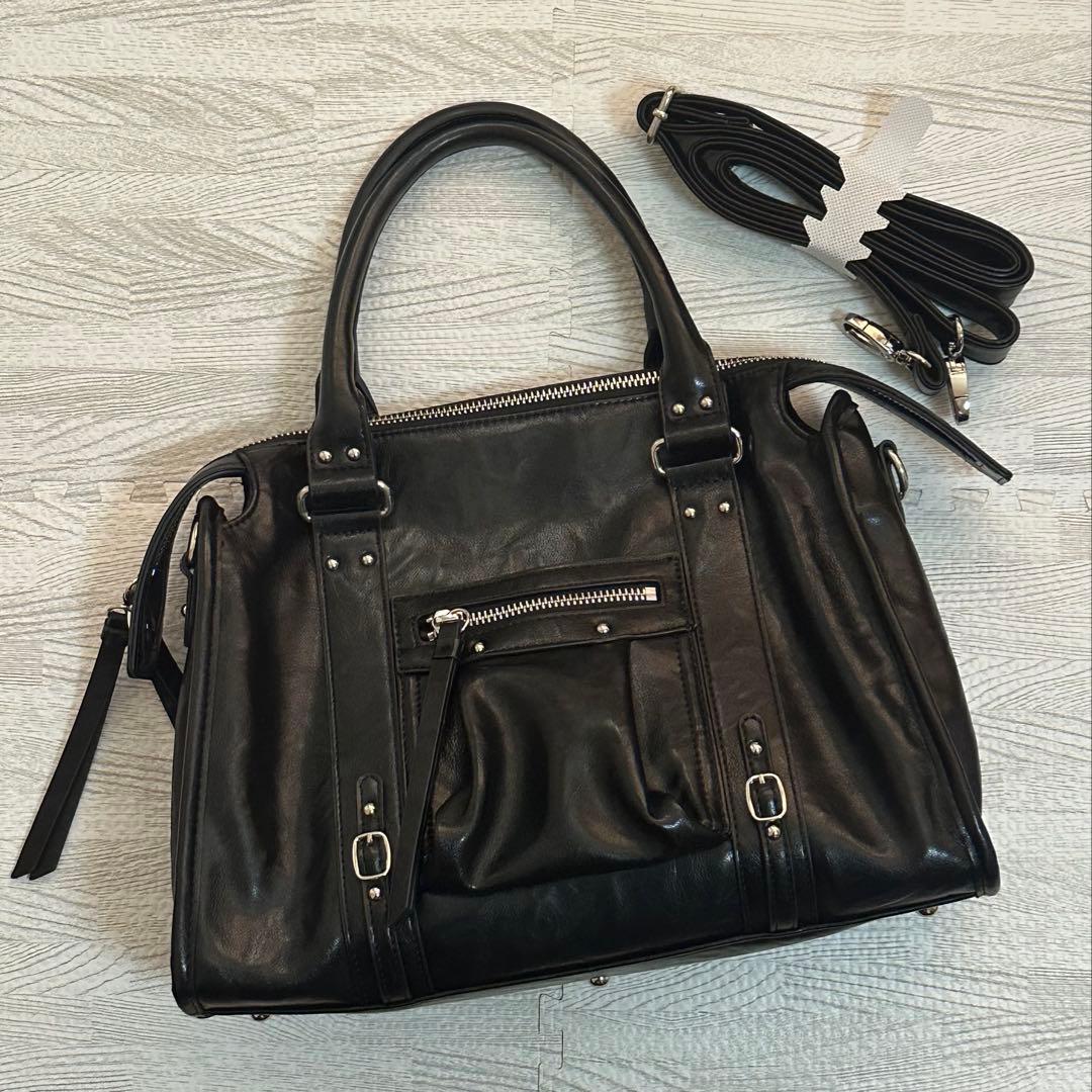 ジーナシス アンティークフェイクレザーボストン ブラック