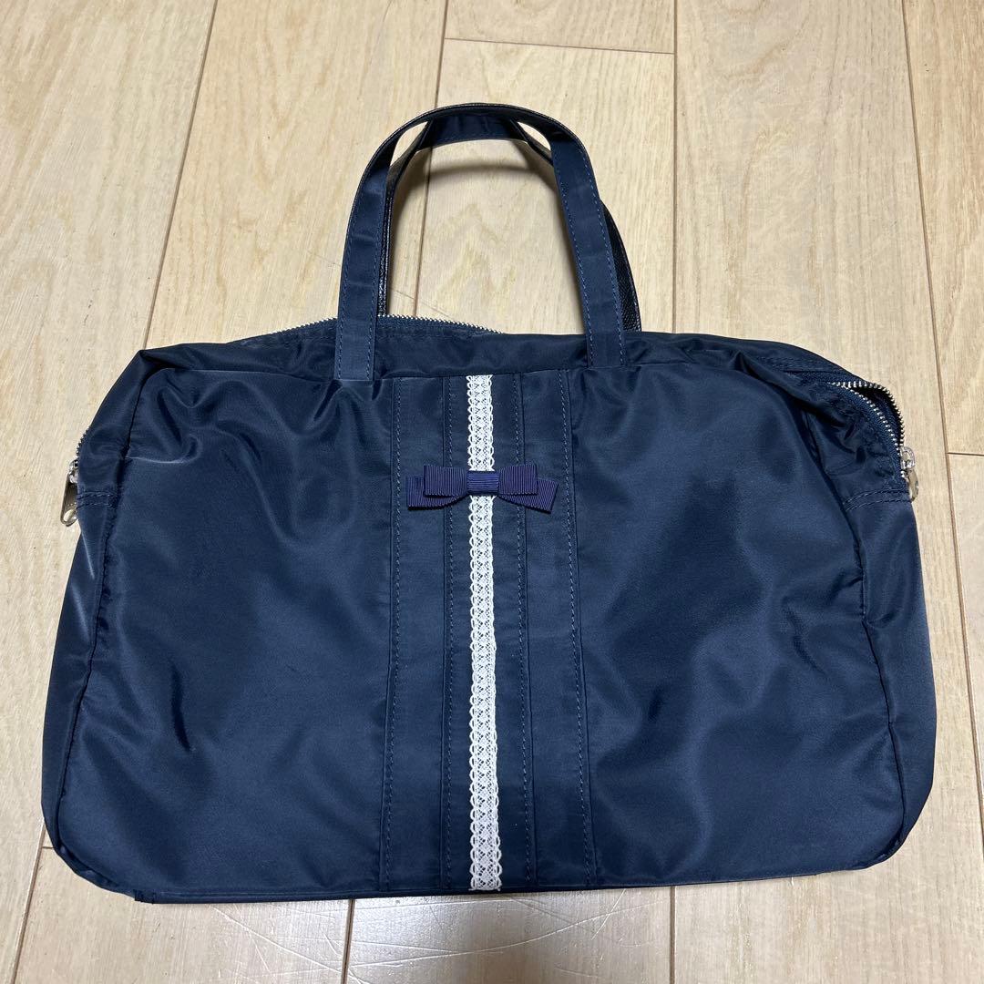 ブラック マザーズバッグ レース装飾付き➕習い事バッグ3点