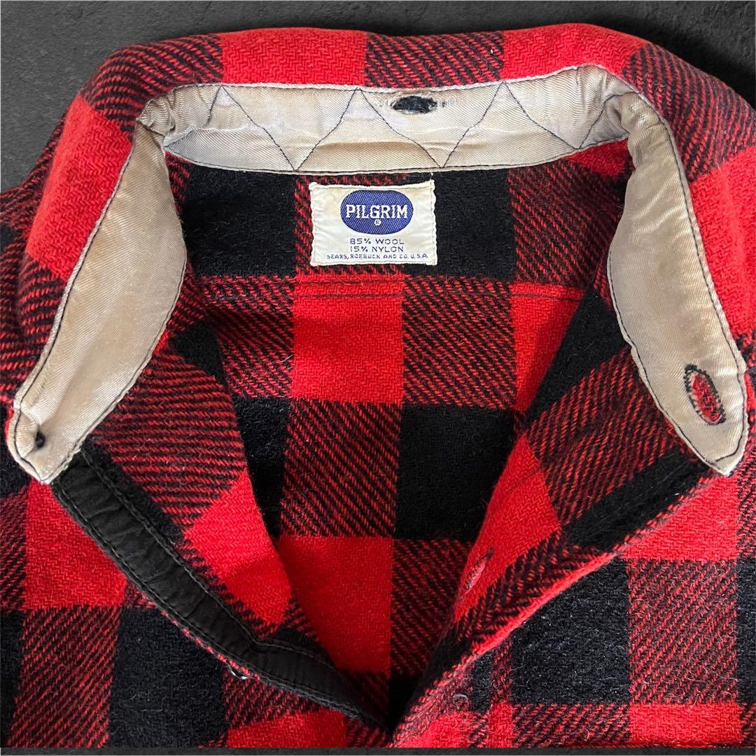 美品★60s/SEARS PILGRIM/マチ付き/ヘビーネルシャツ/ビンテージ