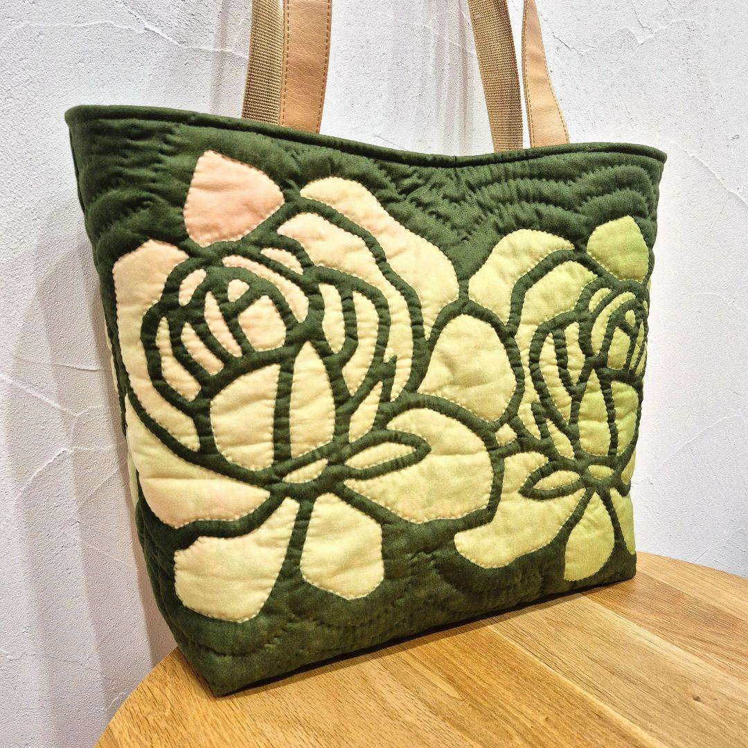 NO.218 ハワイアンキルト トートバッグ ハンドメイド ロケラニ(薔薇)♪