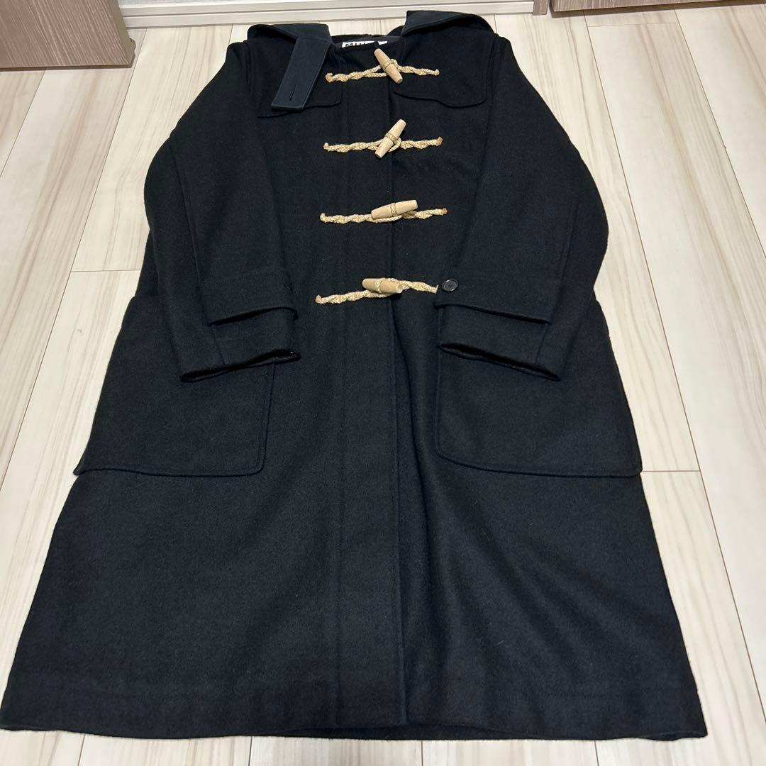 MHL. ブラック ダッフルコート　TOUGH WOOL MELTON