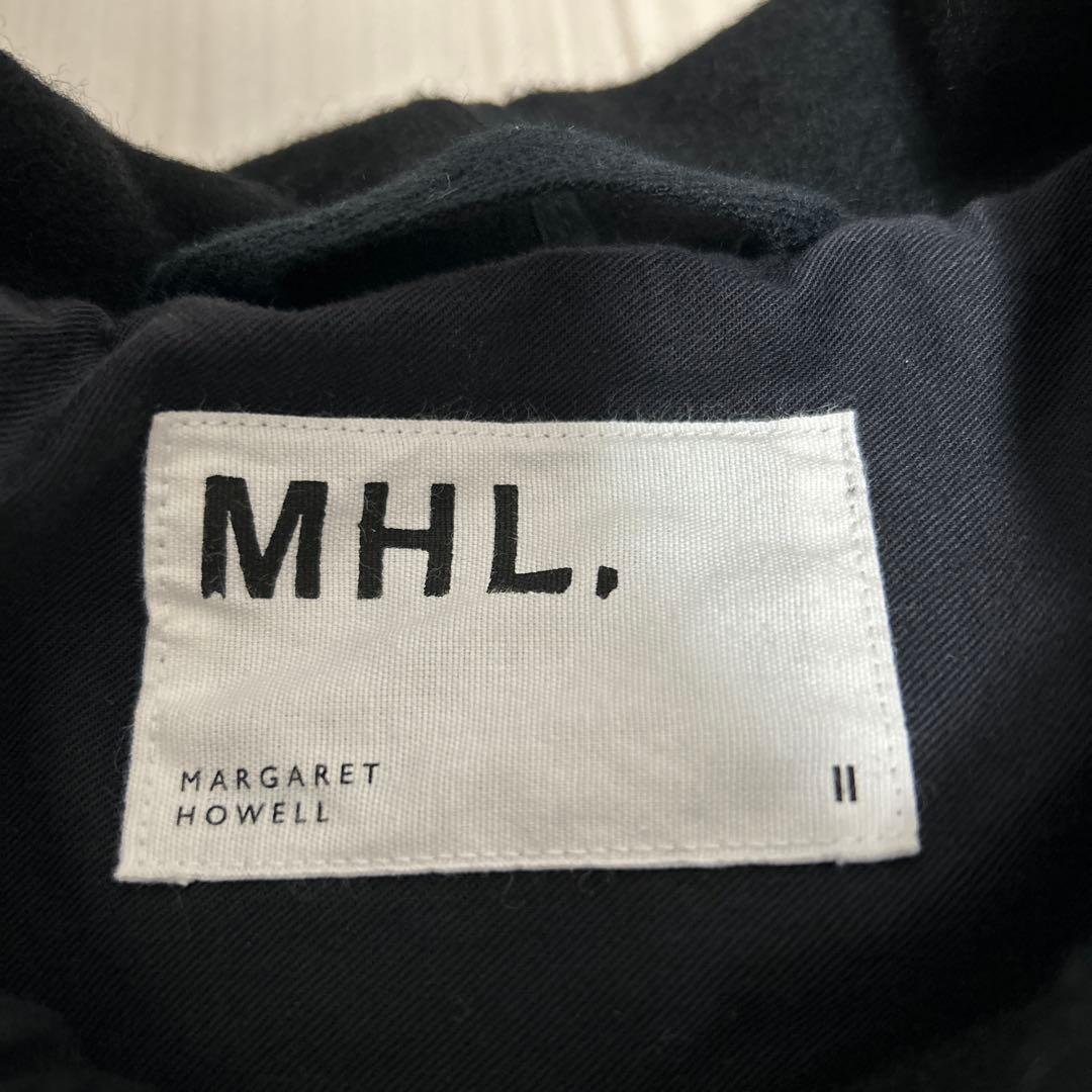 MHL. ブラック ダッフルコート　TOUGH WOOL MELTON