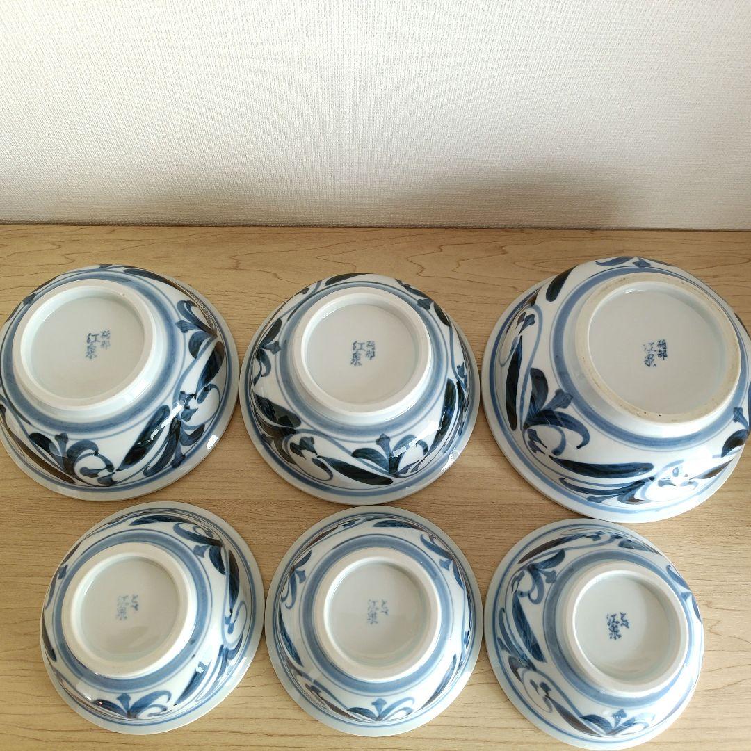 砥部焼【江泉】　大鉢1点・中鉢2点・小3点　6枚セット