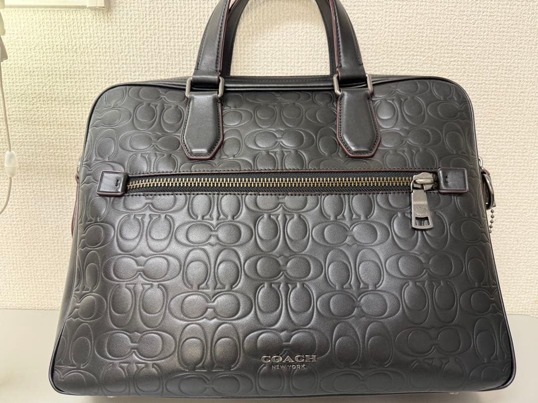 COACH コーチ　ビジネスバック　ケネディ ブリーフ シグネチャーレザーバック