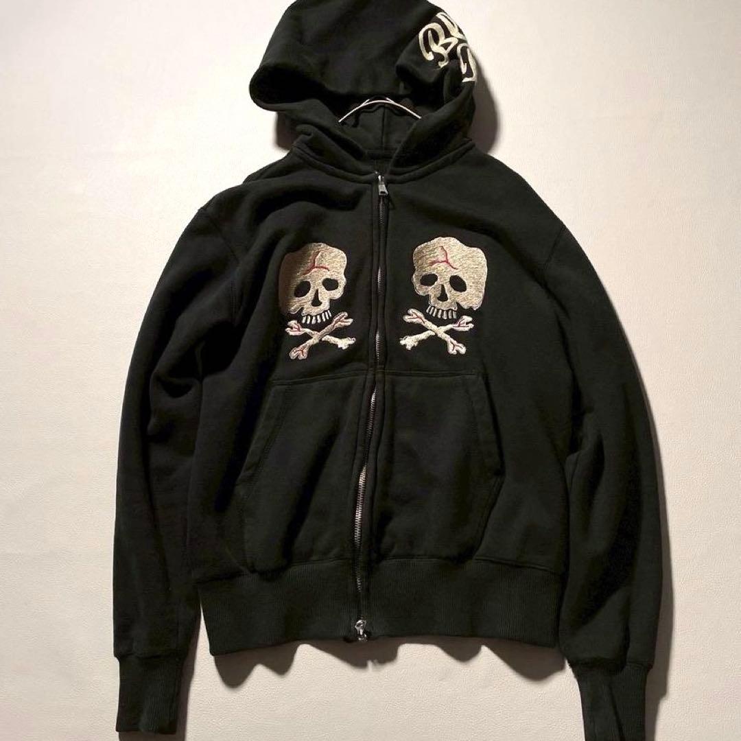 ペ*ー様 【希少美品】東洋エンタープライズ スカル刺繍 ジップパーカー TT63