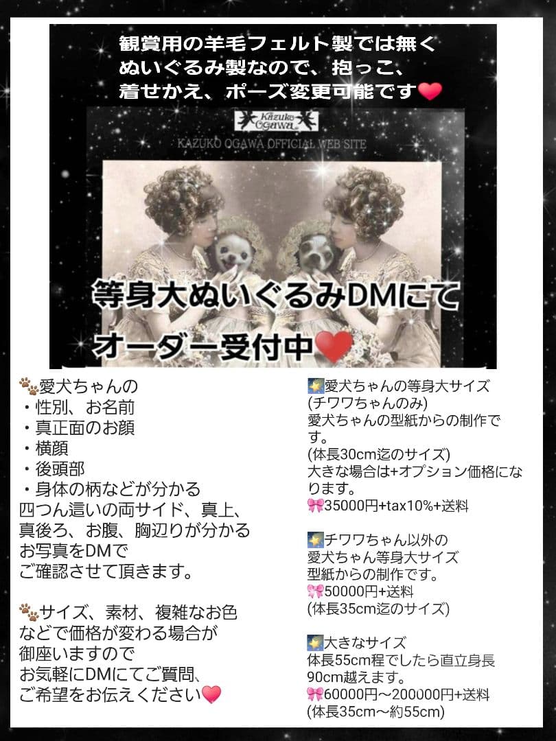 ココページ♥️　チワワ　等身大　リアル　ぬいぐるみ　羊毛　　カズコオガワ