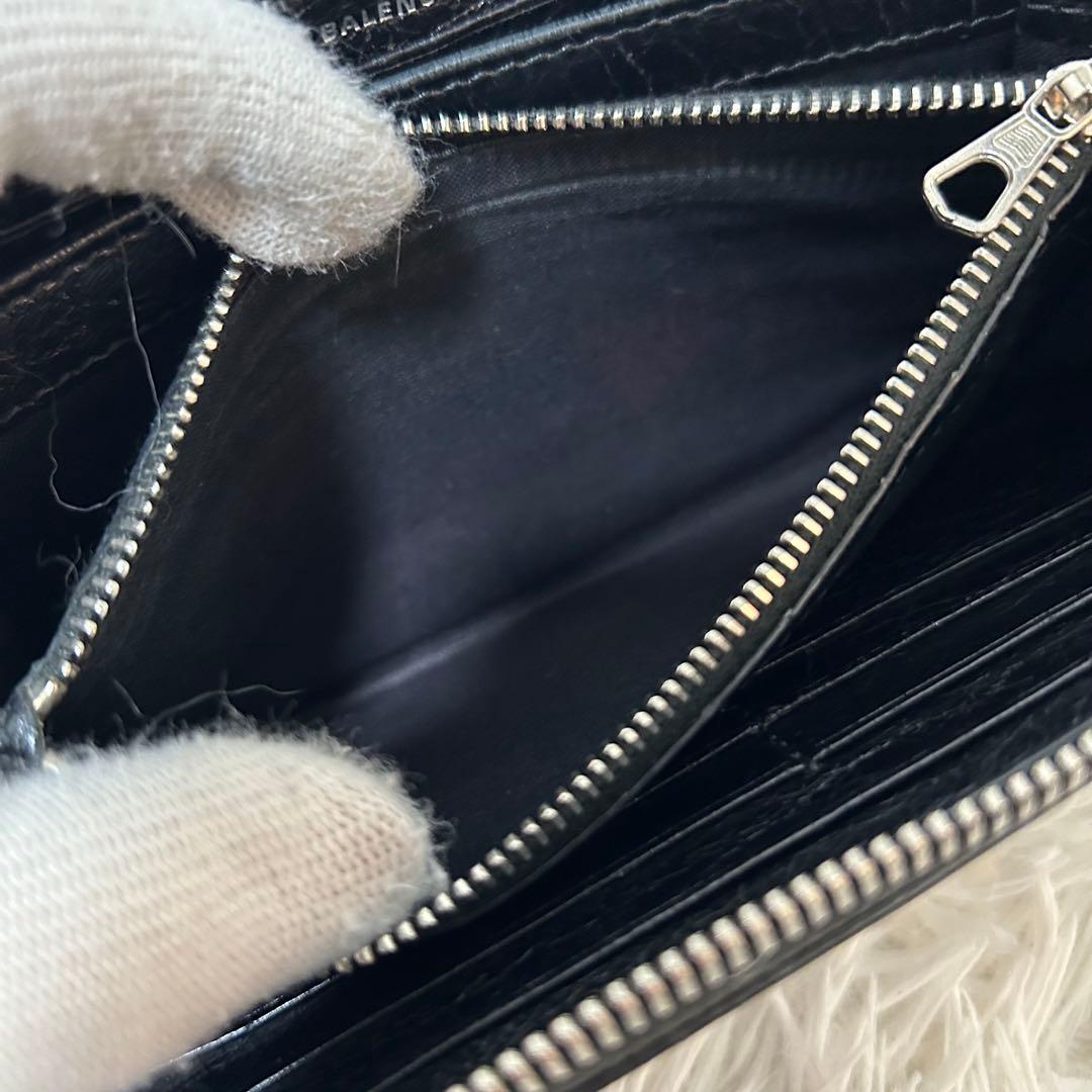 【美品✨エッセンシャル】バレンシアガ　ラウンドジップ　レザー　ブラック　男女兼用