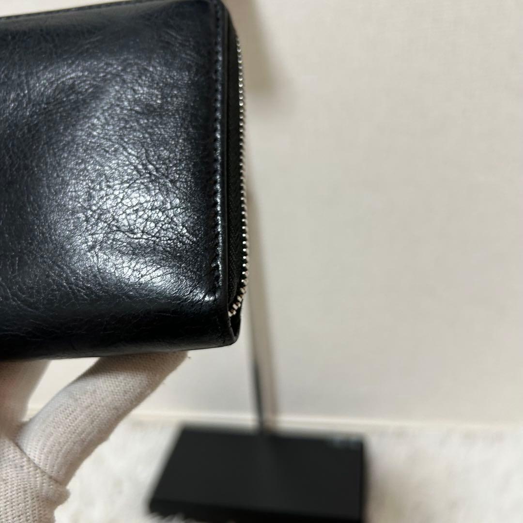 【美品✨エッセンシャル】バレンシアガ　ラウンドジップ　レザー　ブラック　男女兼用